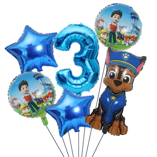 Décoration anniversaire Pat Patrouille : kit ballons 3 ans Chase