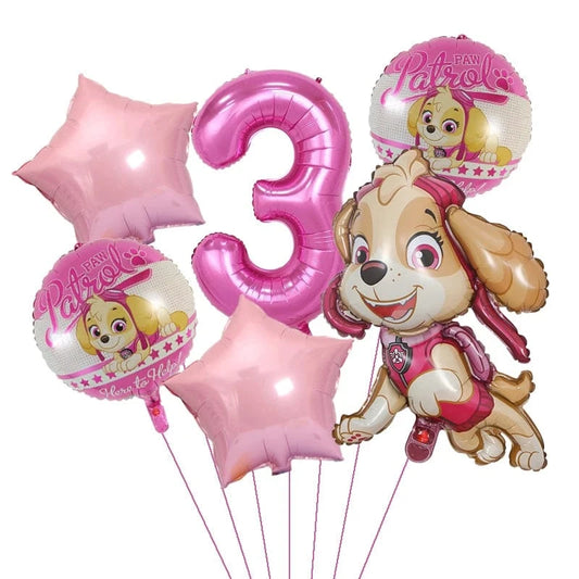 Décoration anniversaire Pat Patrouille : kit ballons 3 ans Stella