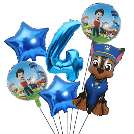 Décoration anniversaire Pat Patrouille : kit ballons 4 ans Chase