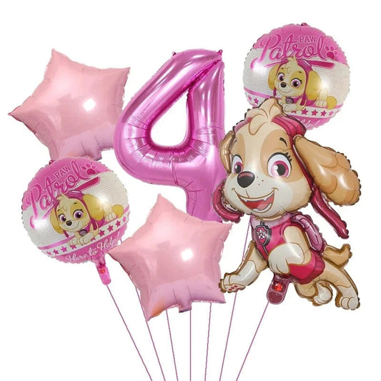 Décoration anniversaire Pat Patrouille : kit ballons 4 ans Stella