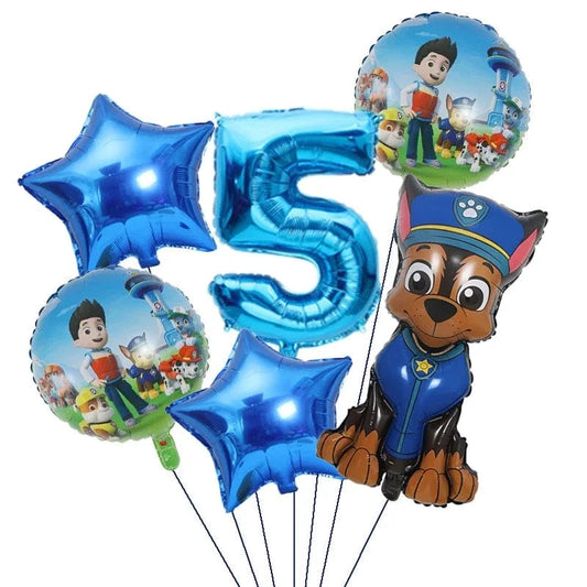 Décoration anniversaire Pat Patrouille : kit ballons 5 ans Chase