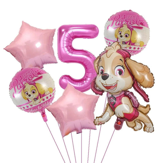Décoration anniversaire Pat Patrouille : kit ballons 5 ans Stella