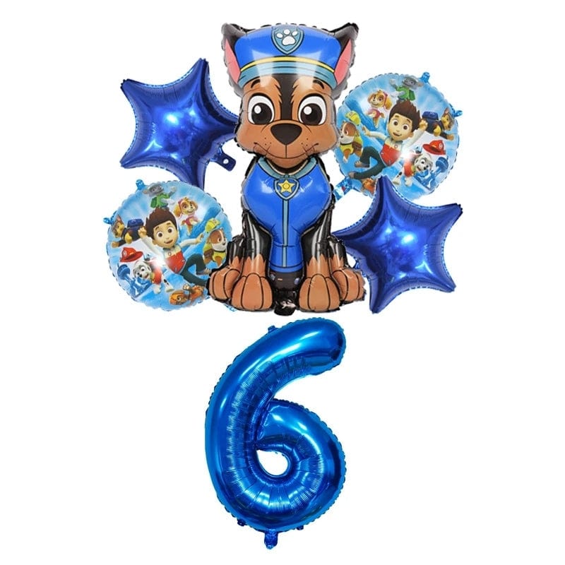 Décoration anniversaire Pat Patrouille : kit ballons 6 ans Chase