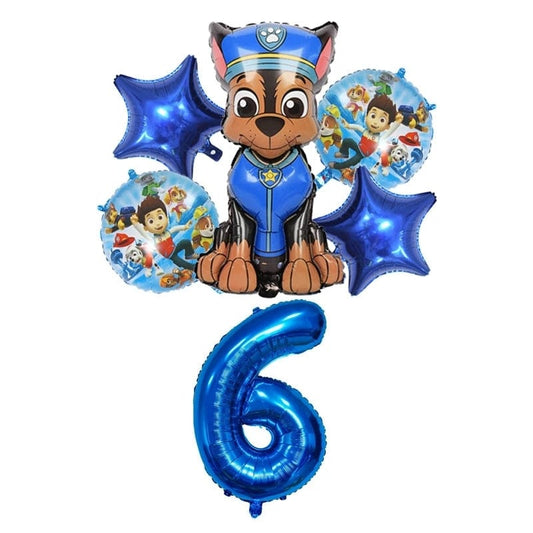 Décoration anniversaire Pat Patrouille : kit ballons 6 ans Chase