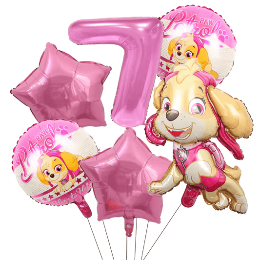 Décoration anniversaire Pat Patrouille : kit ballons 7 ans Stella