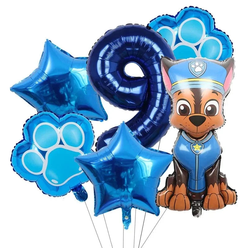 Décoration anniversaire Pat Patrouille : kit ballons 9 ans Chase