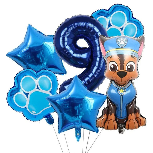 Décoration anniversaire Pat Patrouille : kit ballons 9 ans Chase