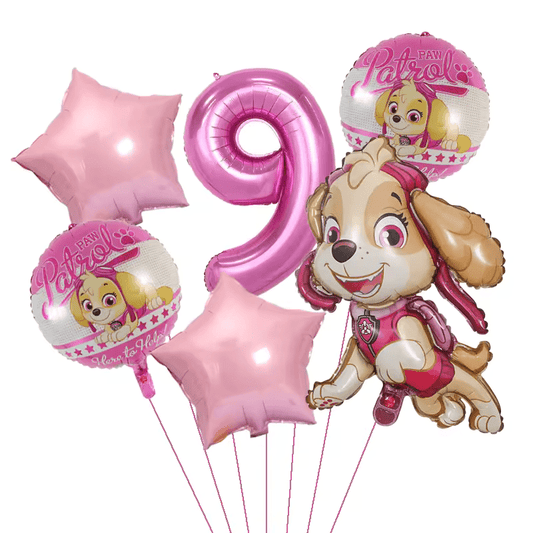 Décoration anniversaire Pat Patrouille : kit ballons 9 ans Stella