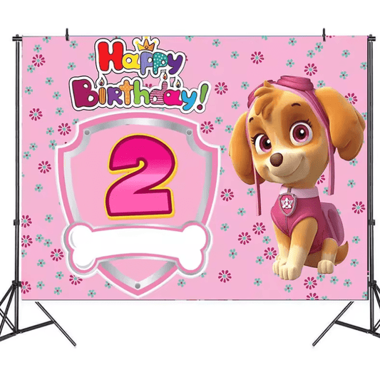 Décoration anniversaire Pat Patrouille : toile de fond 2 ans Stella