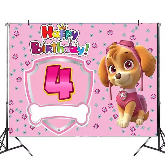 Décoration Anniversaire Pat Patrouille : Toile De Fond 4 Ans Stella