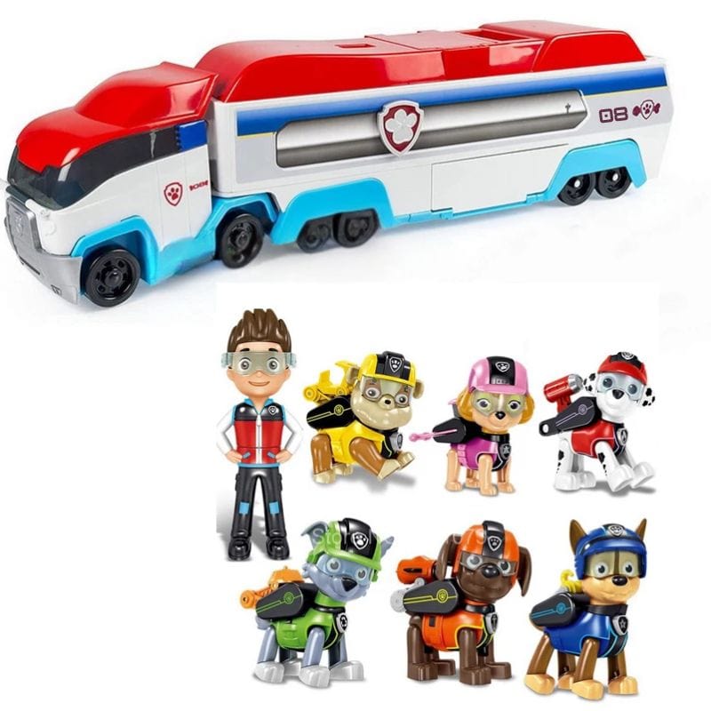 Figurine Pat Patrouille : le bus, 6 chiots et Ryder